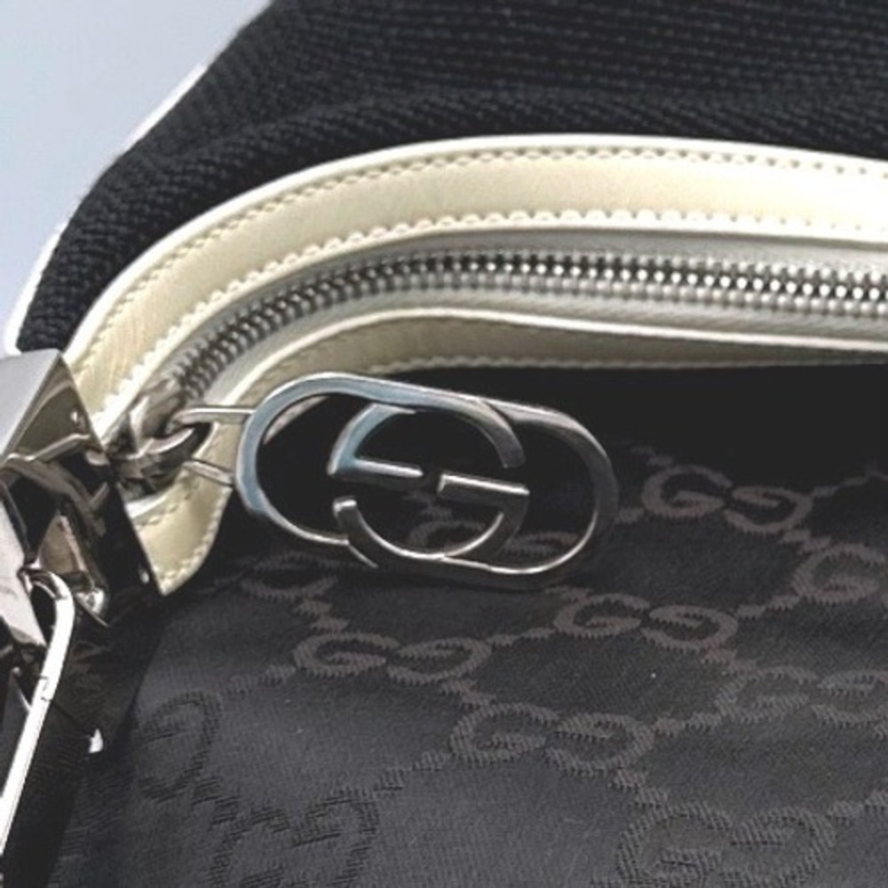 Gucci Vintage Tom Ford Era Black Canvas Purse Ivory Leather Hobo Shoulder Bag - Picture 2 of 16